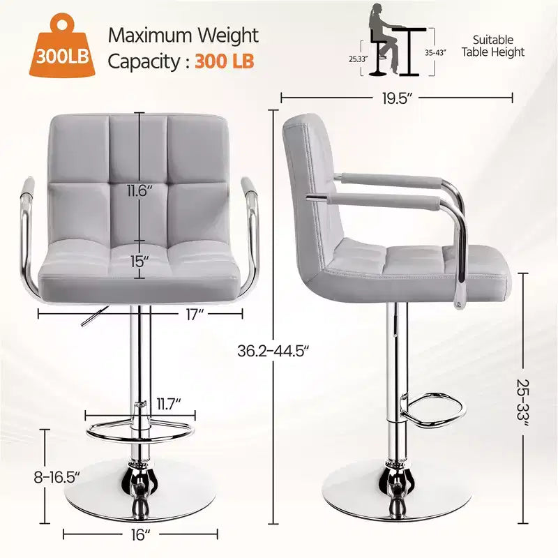 Tabouret de bar pivotant en cuir PU Yaheetech réglable en hauteur pour salle à manger, comptoir de bar