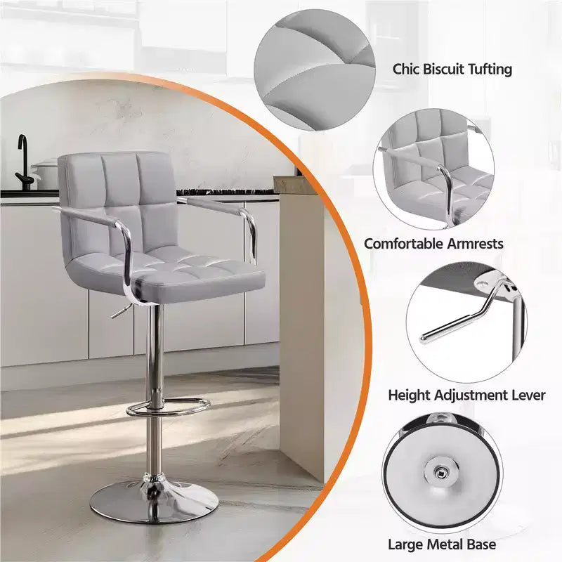 Tabouret de bar pivotant en cuir PU Yaheetech réglable en hauteur pour salle à manger, comptoir de bar
