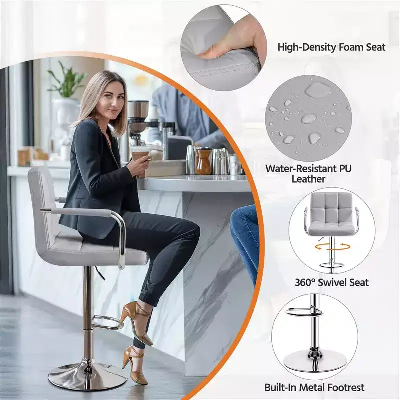 Tabouret de bar pivotant en cuir PU Yaheetech réglable en hauteur pour salle à manger, comptoir de bar