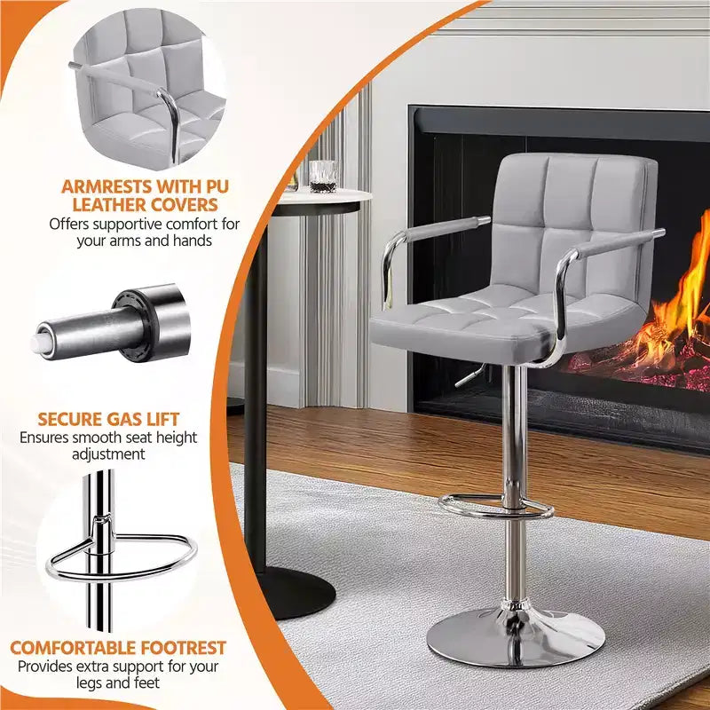 Tabouret de bar pivotant en cuir PU Yaheetech réglable en hauteur pour salle à manger, comptoir de bar