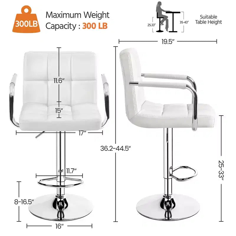 Tabouret de bar pivotant en cuir PU Yaheetech réglable en hauteur pour salle à manger, comptoir de bar