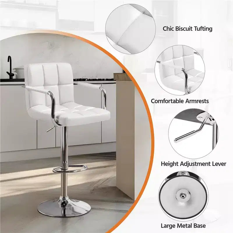 Tabouret de bar pivotant en cuir PU Yaheetech réglable en hauteur pour salle à manger, comptoir de bar
