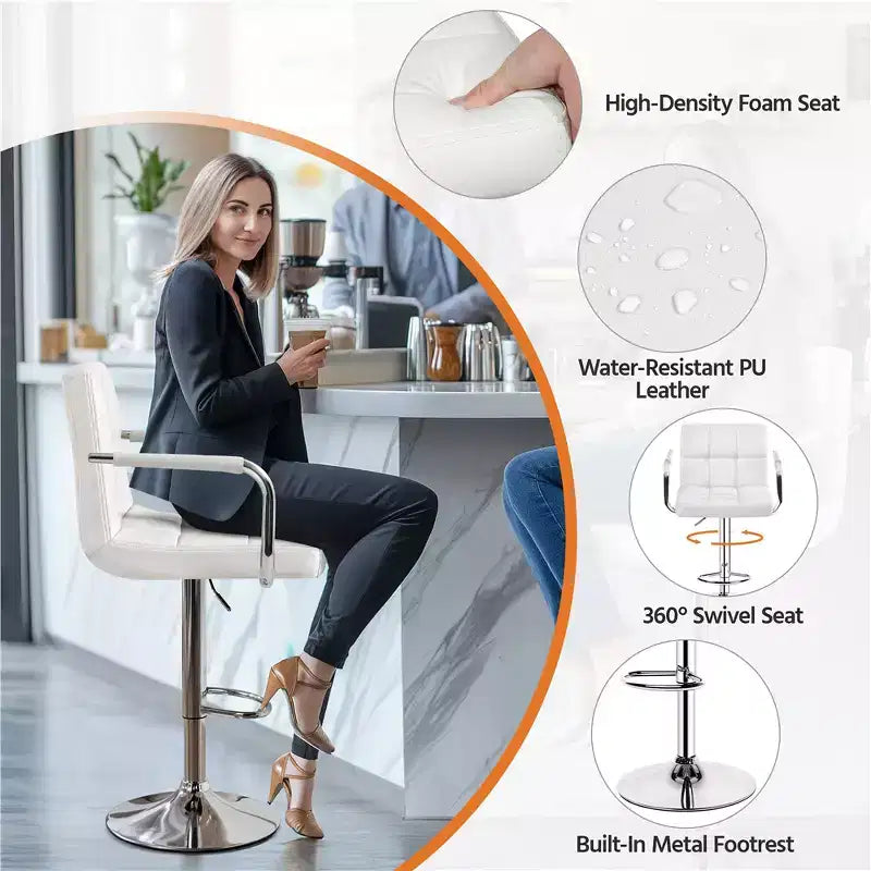 Tabouret de bar pivotant en cuir PU Yaheetech réglable en hauteur pour salle à manger, comptoir de bar