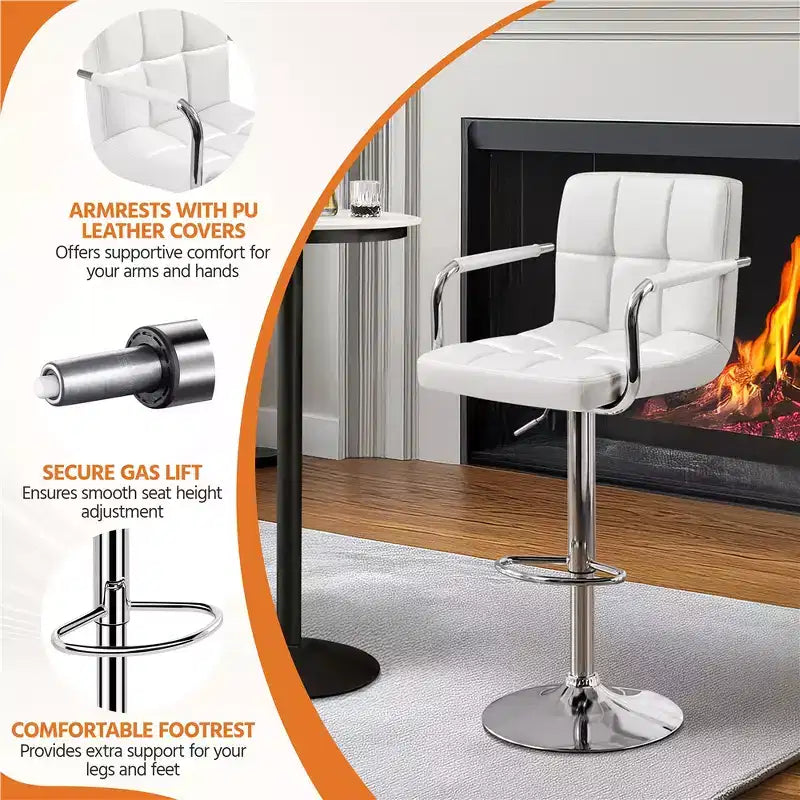 Tabouret de bar pivotant en cuir PU Yaheetech réglable en hauteur pour salle à manger, comptoir de bar