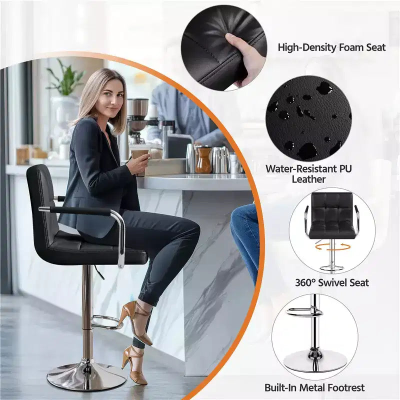 Tabouret de bar pivotant en cuir PU Yaheetech réglable en hauteur pour salle à manger, comptoir de bar