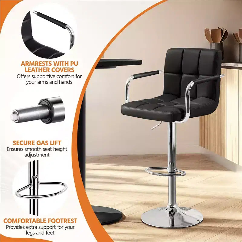 Tabouret de bar pivotant en cuir PU Yaheetech réglable en hauteur pour salle à manger, comptoir de bar