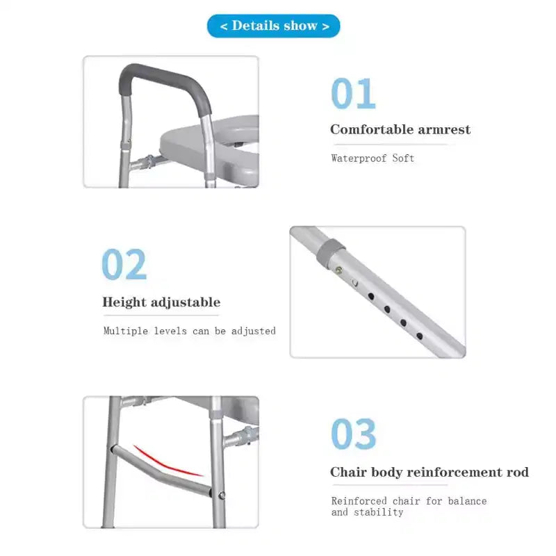 Toilet Seat Riser for Seniors, Raised Toilet Seat with Handles, Adjustable Height & Width, 300lbs Weight Capacity