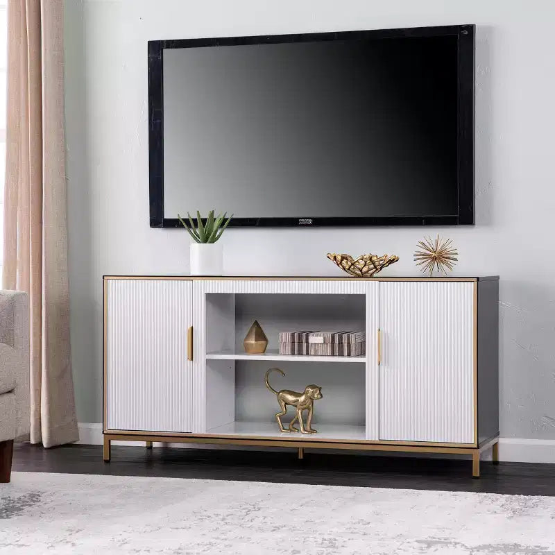 Console multimédia Daltaire avec rangement - Blanche - SEI