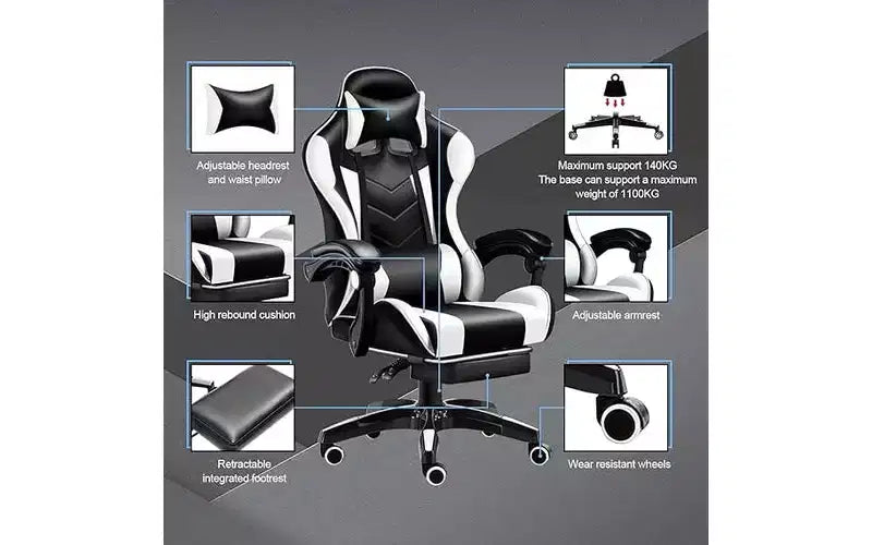 Chaise de jeu ergonomique avec support lombaire Design de course élégant
