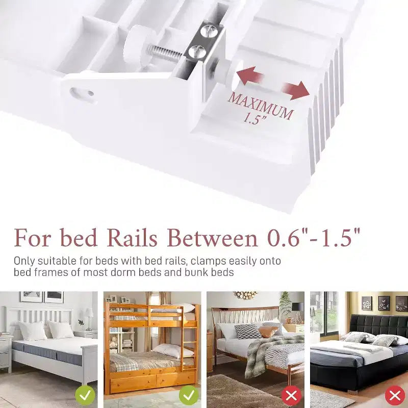 Tree City Clip-On Bedside Shelf for Beds & Bunks - Foldable Nightstand with Cup Holder & Cord Organizer