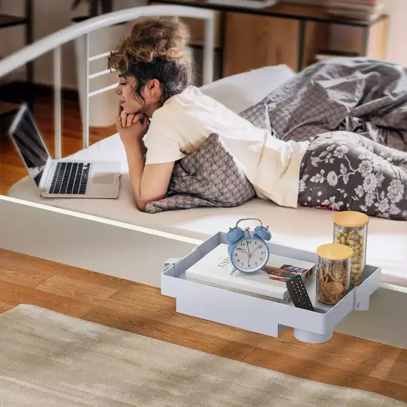 Tree City Clip-On Bedside Shelf for Beds & Bunks - Foldable Nightstand with Cup Holder & Cord Organizer