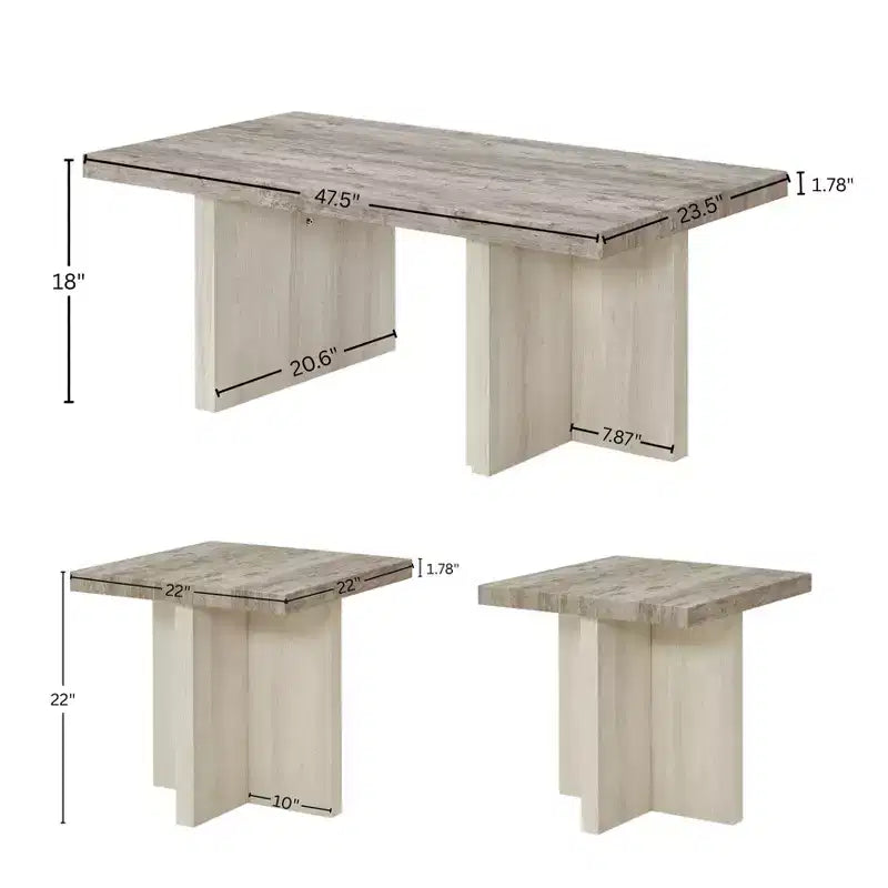 Roundhill Furniture Mchome 3-Piece Coffee Table Set, Coffee Table and Two End Tables
