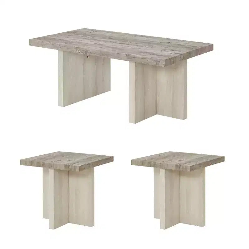 Roundhill Furniture Mchome 3-Piece Coffee Table Set, Coffee Table and Two End Tables