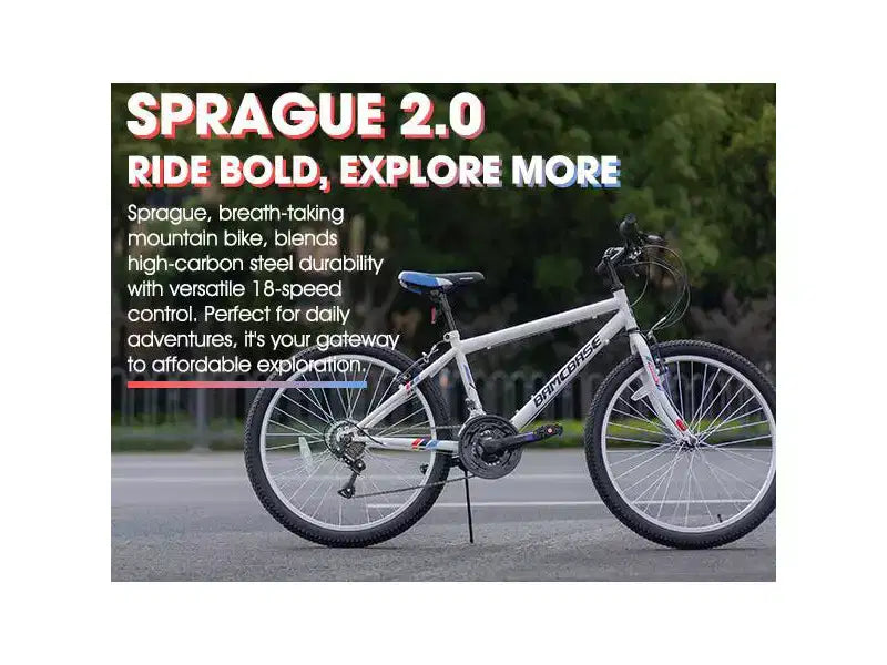 BAMCBASE 24 26 Mountain Bike, 18 Speeds High-Carbon Steel Frame, Sport Cycling MTB Bicycle for Adult