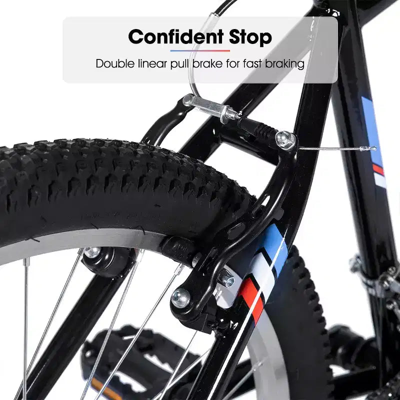 BAMCBASE 24 26 Mountain Bike, 18 Speeds High-Carbon Steel Frame, Sport Cycling MTB Bicycle for Adult