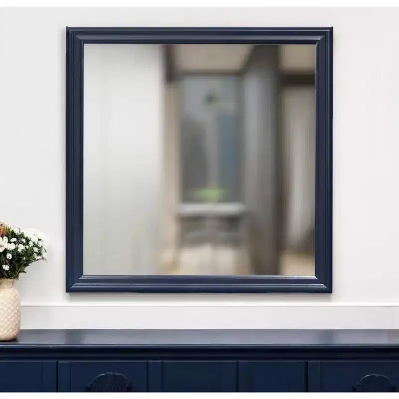 HomeRoots 38 Blue Square Wood Framed Accent Mirror
