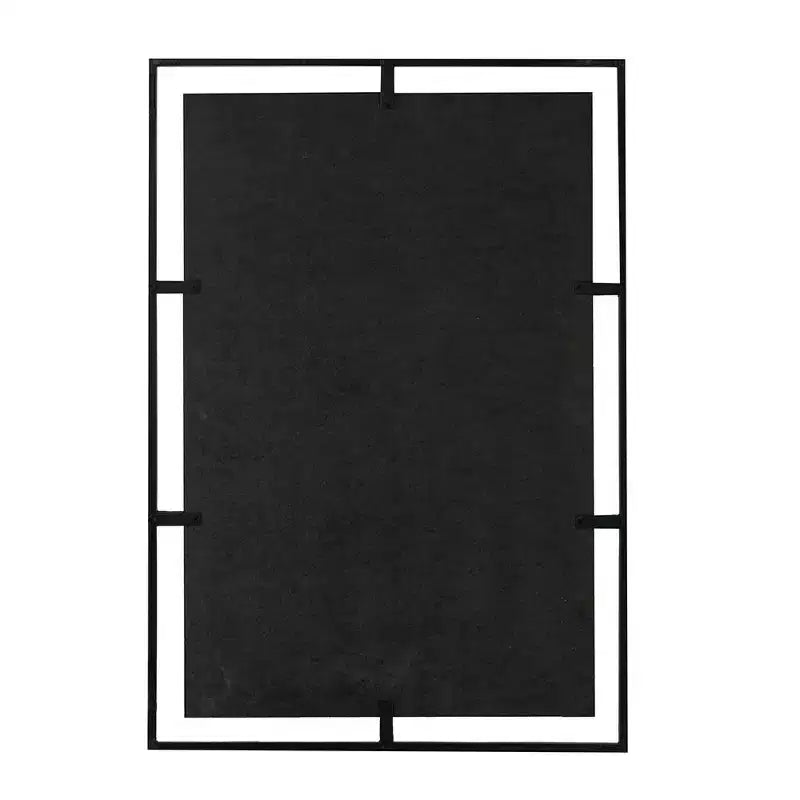 HomeRoots 32 Black Iron Framed Antiqued Glass Accent Mirror