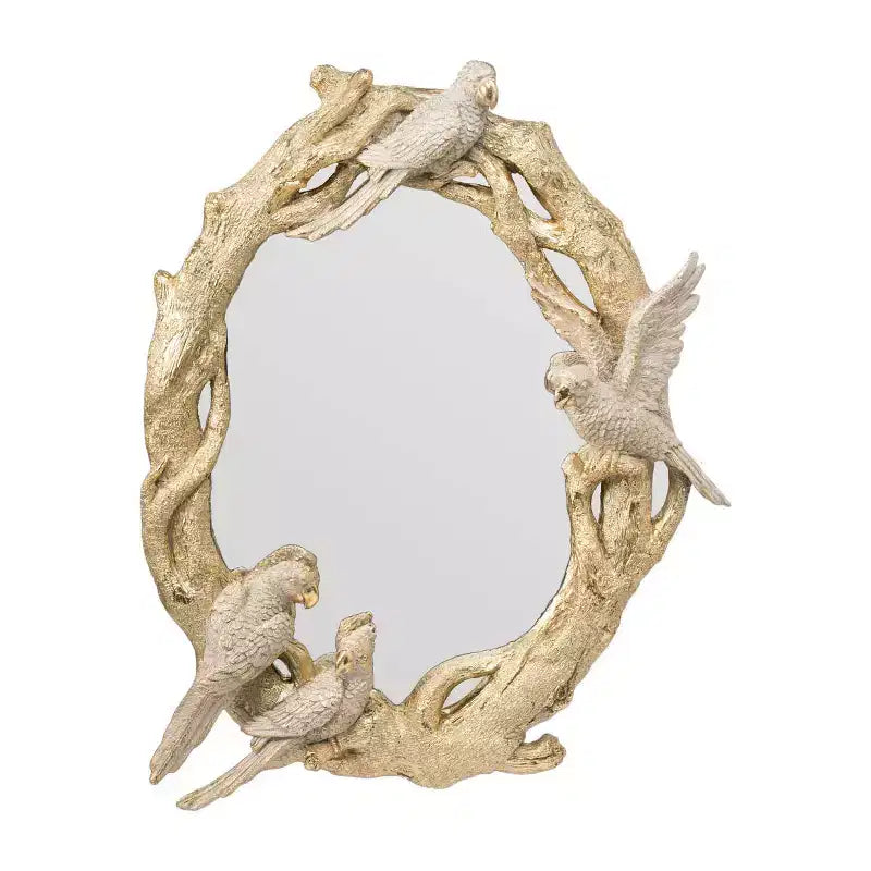 HomeRoots 22 Gold Birds and Branches Resin Framed Accent Mirror
