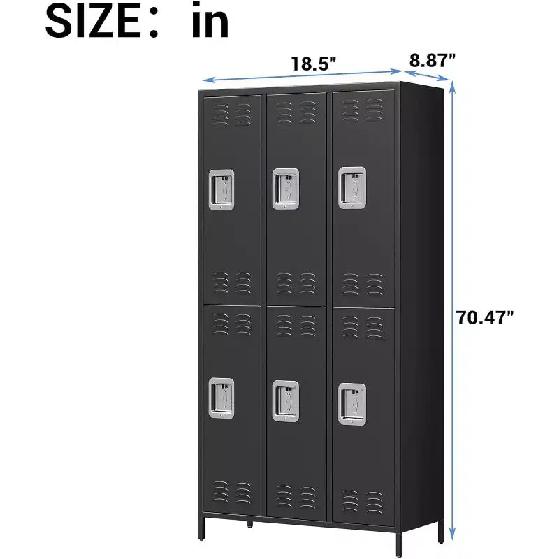 Garvee Steel Storage Locker Cabinet, 72 Heavy-Duty Metal Locker for School, Gym & Office, Black