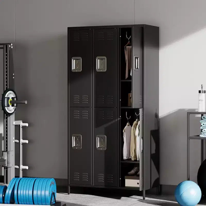 Garvee Steel Storage Locker Cabinet, 72 Heavy-Duty Metal Locker for School, Gym & Office, Black