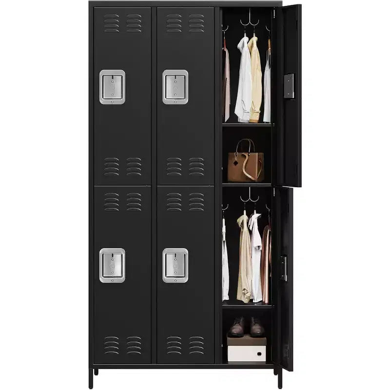 Garvee Steel Storage Locker Cabinet, 72 Heavy-Duty Metal Locker for School, Gym & Office, Black