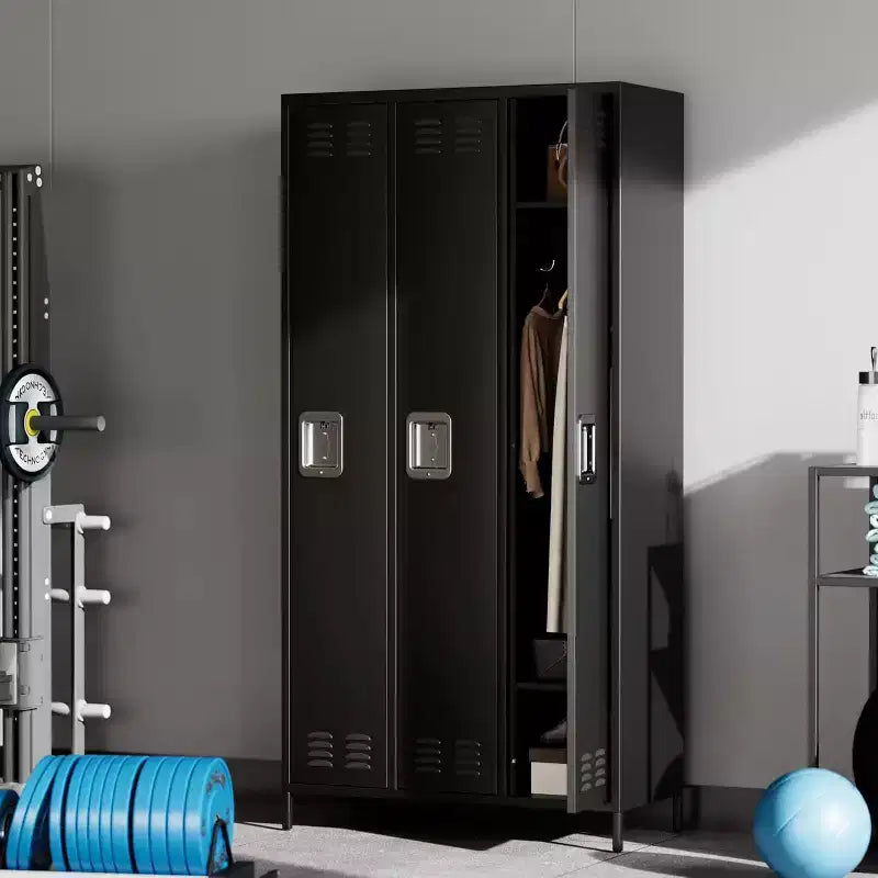 Garvee Steel Storage Locker Cabinet, 72 Heavy-Duty Metal Locker for School, Gym & Office, Black