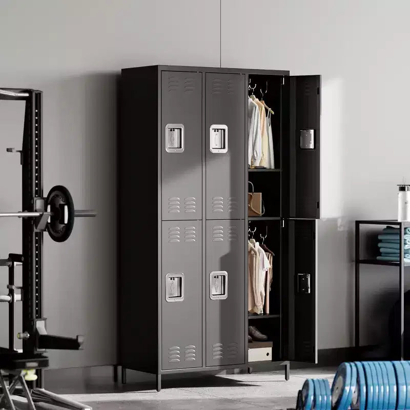 Garvee Steel Storage Locker Cabinet, 72 Heavy-Duty Metal Locker for School, Gym & Office, Black