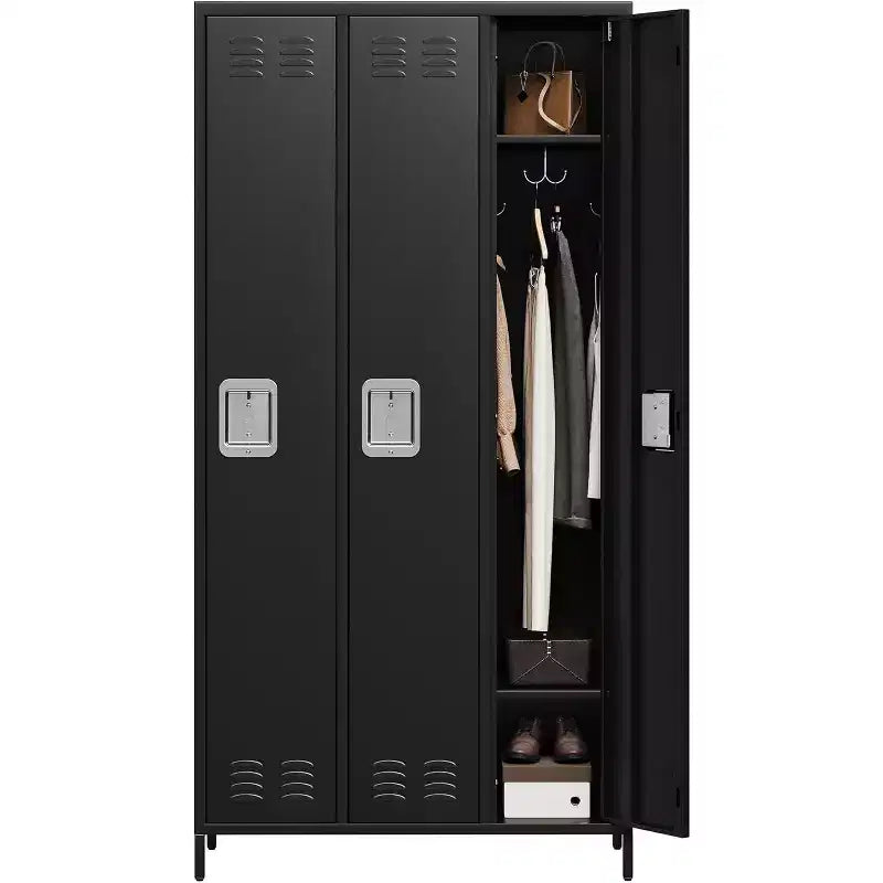 Garvee Steel Storage Locker Cabinet, 72 Heavy-Duty Metal Locker for School, Gym & Office, Black