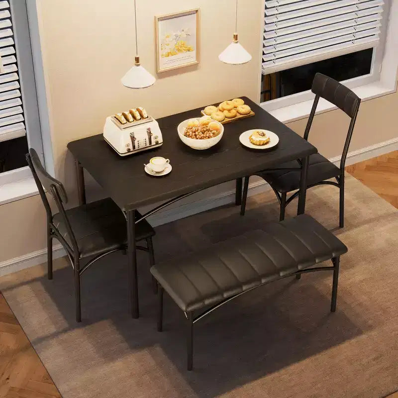 Dining Table Set for 4, Small Dining Table Set with Upholstered Bench and 2 Chairs, Kitchen Table and Chairs for 4, for Small Space