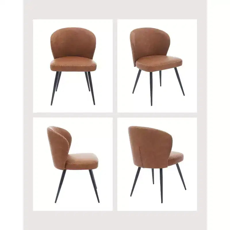 Modern Leather Dining Chairs Set of 2 Kitchen Dining Room Chairs with Padded Back and Seat, Armless Faux Leather Upholstered Accent Side Chair