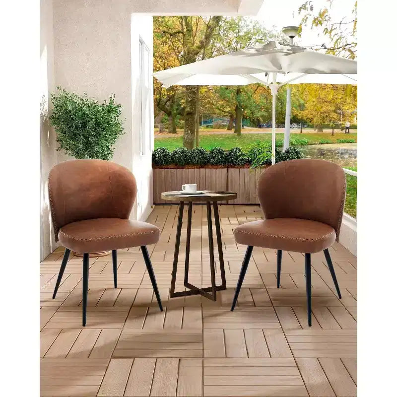 Modern Leather Dining Chairs Set of 2 Kitchen Dining Room Chairs with Padded Back and Seat, Armless Faux Leather Upholstered Accent Side Chair