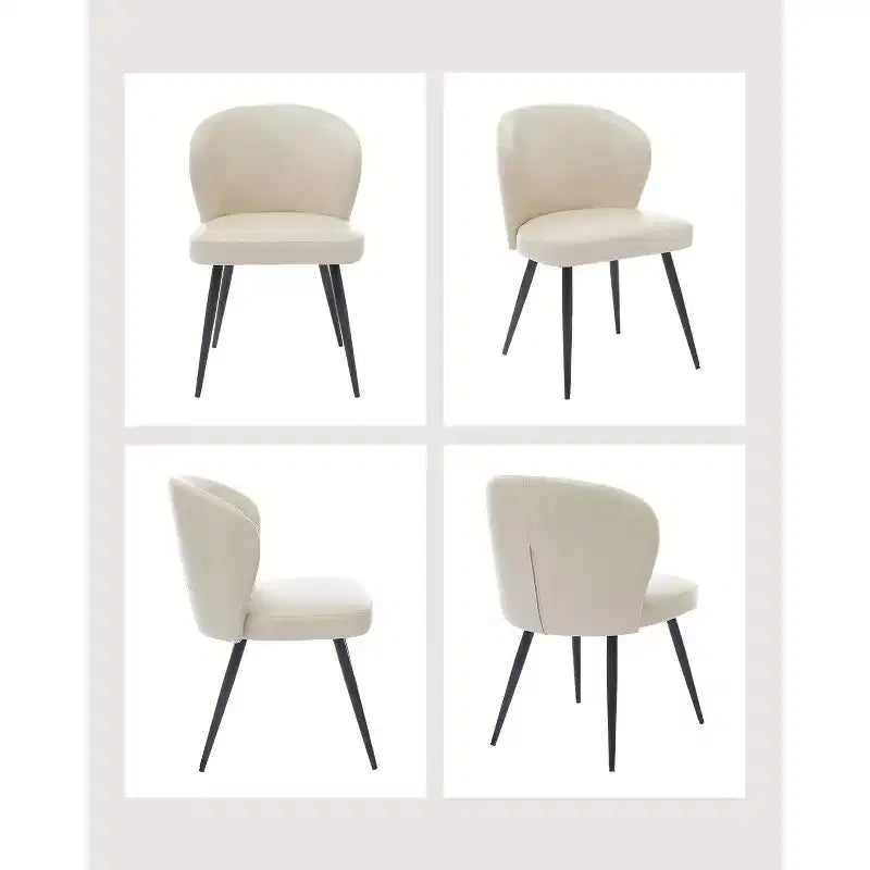 Modern Leather Dining Chairs Set of 2 Kitchen Dining Room Chairs with Padded Back and Seat, Armless Faux Leather Upholstered Accent Side Chair