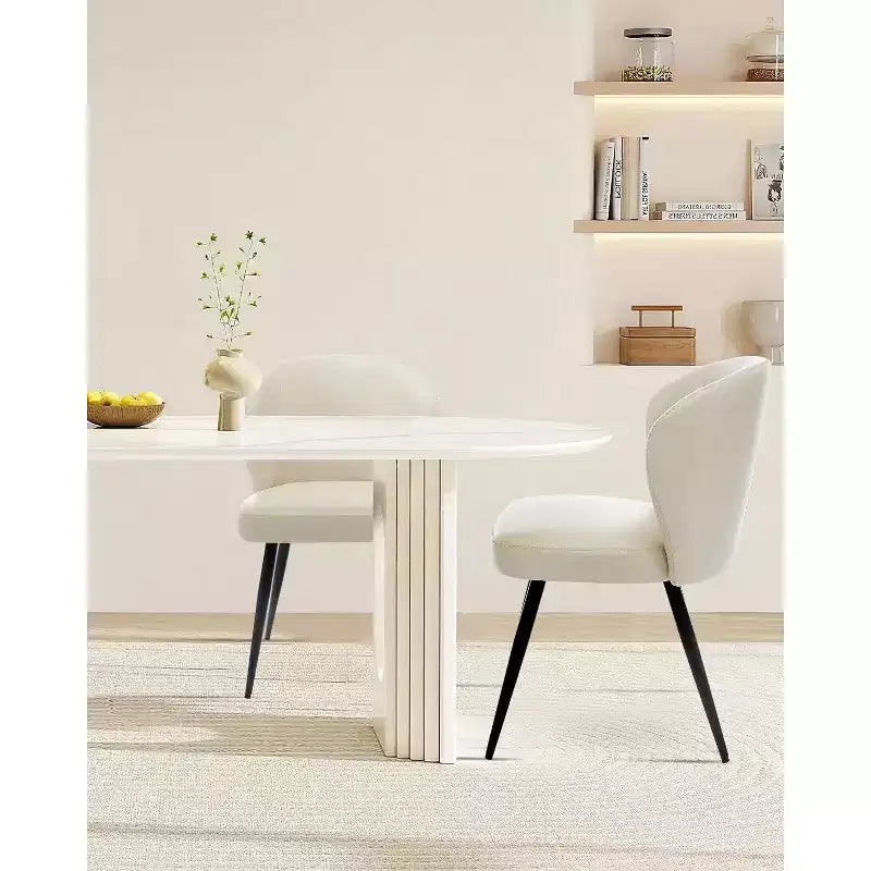 Modern Leather Dining Chairs Set of 2 Kitchen Dining Room Chairs with Padded Back and Seat, Armless Faux Leather Upholstered Accent Side Chair