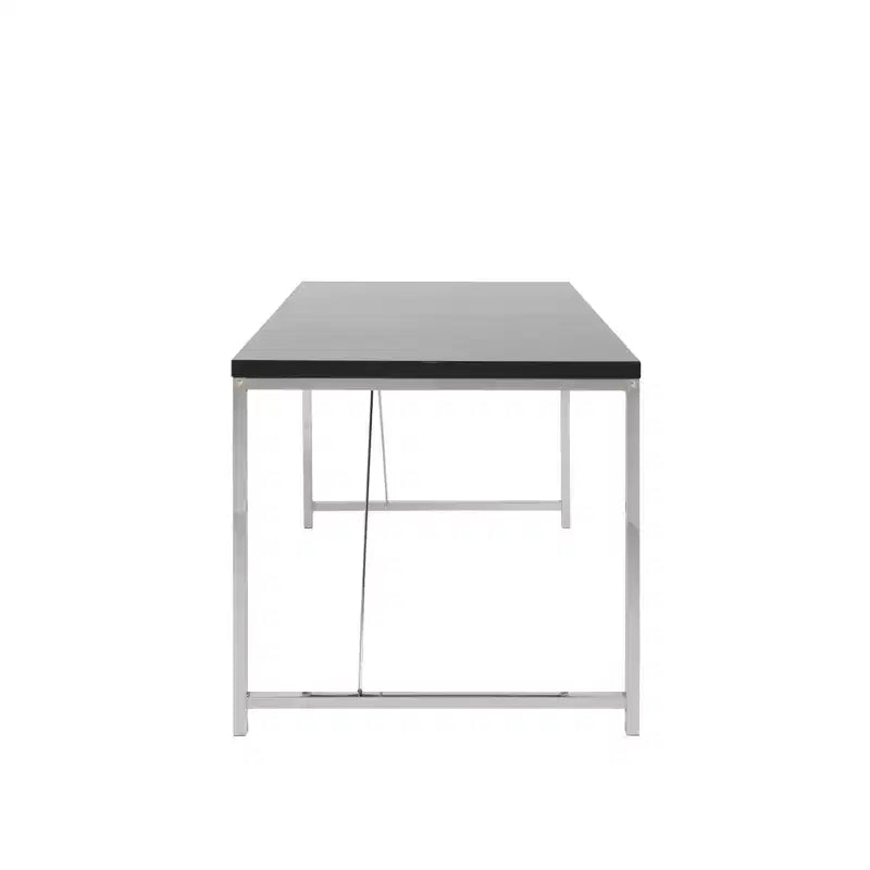 HomeRoots 54 Black and Silver Wood and Stainless Steel Writing Desk