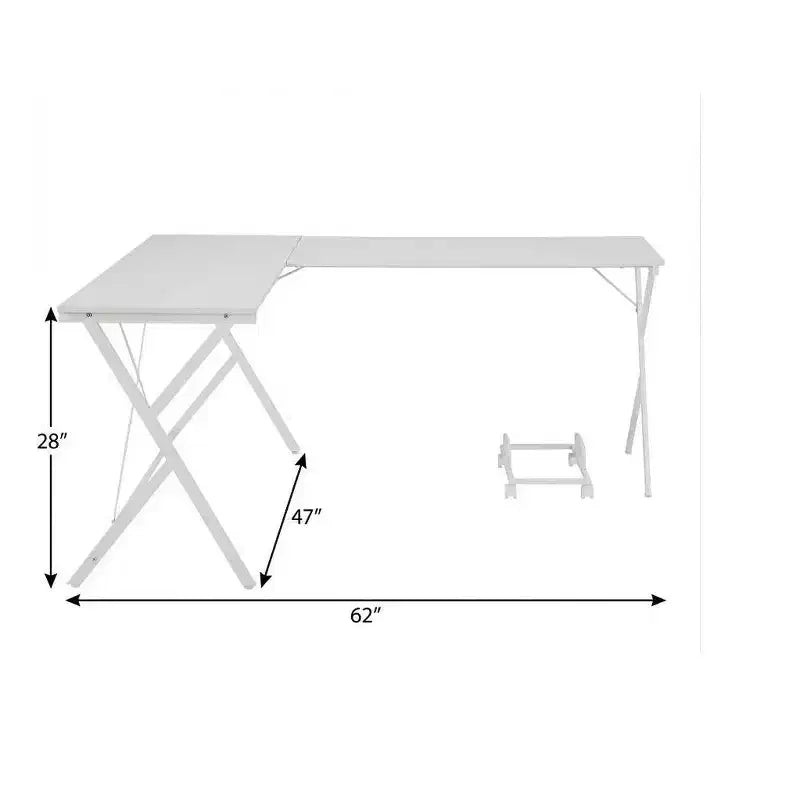 HomeRoots 62 White L Shape Computer Desk