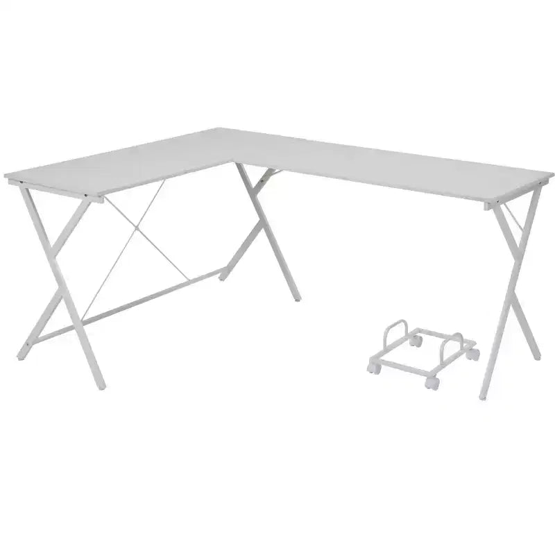 HomeRoots 62 White L Shape Computer Desk