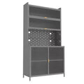 Chic Crate 73'' Tall 6-Level Flip-Door Pegboard Metal Pantry Cabinet(Grey)  Anti-Tip Hutch for Kitchen/Dining/Living Room