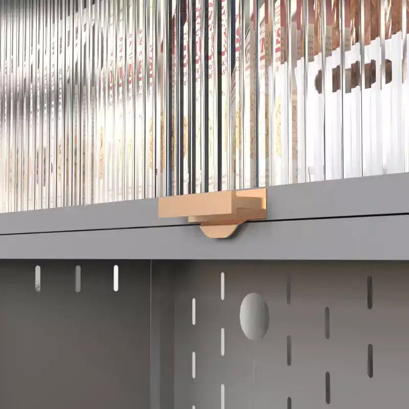 Chic Crate Armoire de rangement en métal à 6 niveaux de 185 cm avec portes basculantes et panneau perforé (gris) Meuble de sécurité anti-basculement pour cuisine/salle à manger/salon
