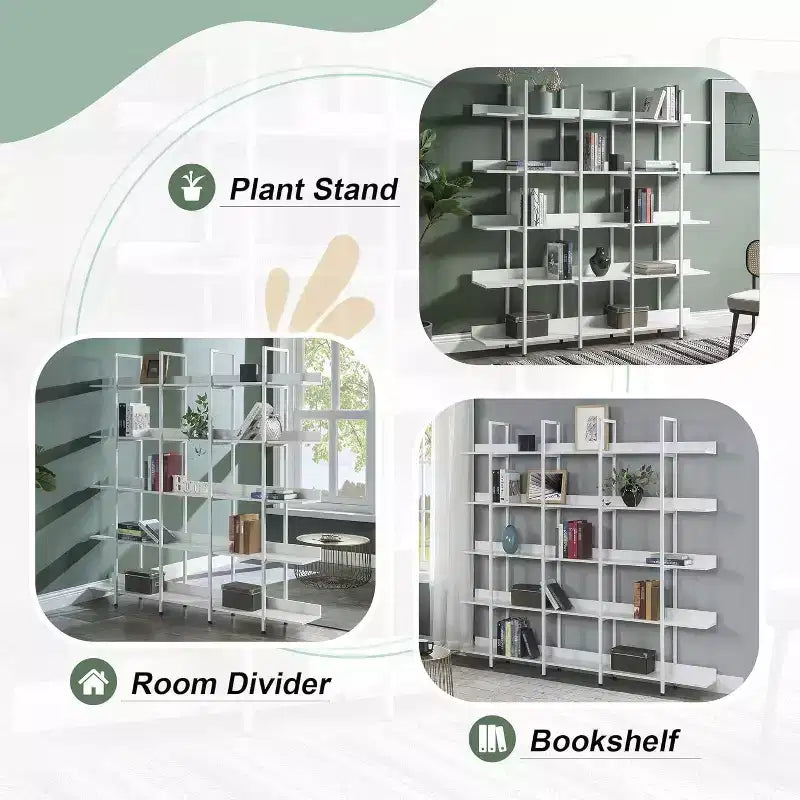 5 Tier Bookcase with Open Display Shelf, Vintage Industrial Style Display Shelf with Metal Frame for Living Room, Bedroom, Office