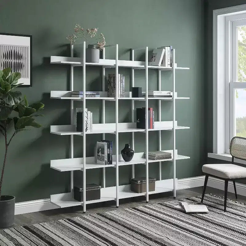 5 Tier Bookcase with Open Display Shelf, Vintage Industrial Style Display Shelf with Metal Frame for Living Room, Bedroom, Office