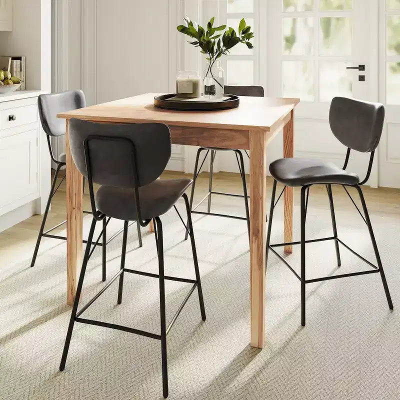 Jofran,Modern Faux Leather Split-Back Upholstered Counter Height Barstool (Set of 2)