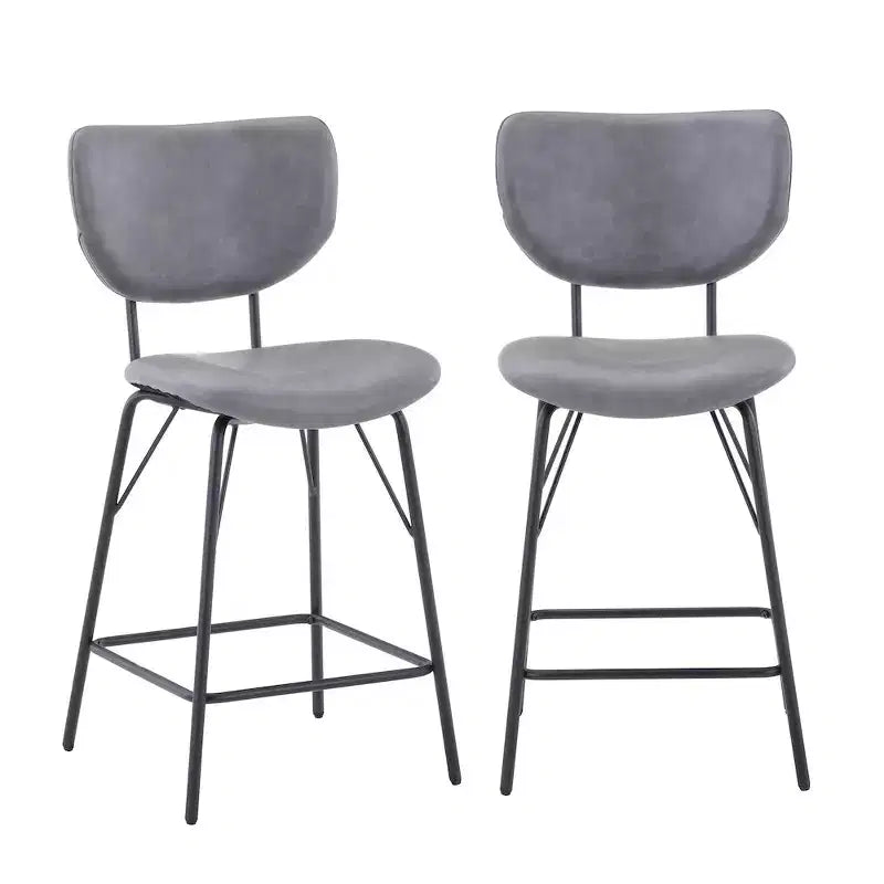 Jofran,Modern Faux Leather Split-Back Upholstered Counter Height Barstool (Set of 2)