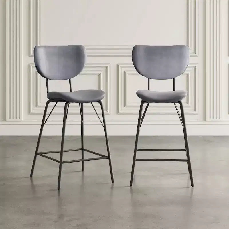 Jofran,Modern Faux Leather Split-Back Upholstered Counter Height Barstool (Set of 2)