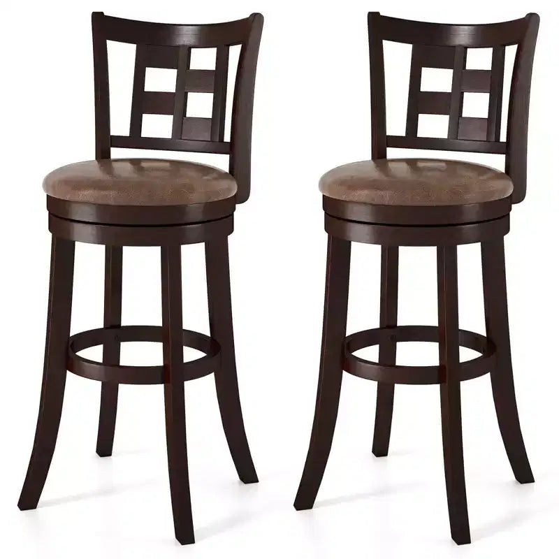 Costway Set of 2/4 Bar Stools 30 Swivel Bar Chairs with Footrest, Lattice Backrest