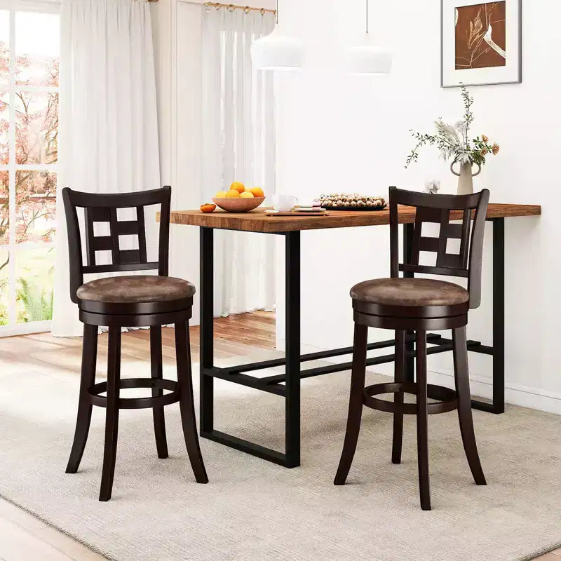 Costway Set of 2/4 Bar Stools 30 Swivel Bar Chairs with Footrest, Lattice Backrest