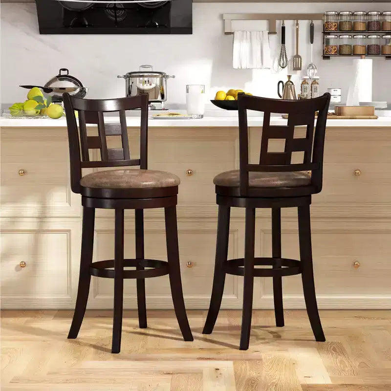 Costway Set of 2/4 Bar Stools 30 Swivel Bar Chairs with Footrest, Lattice Backrest