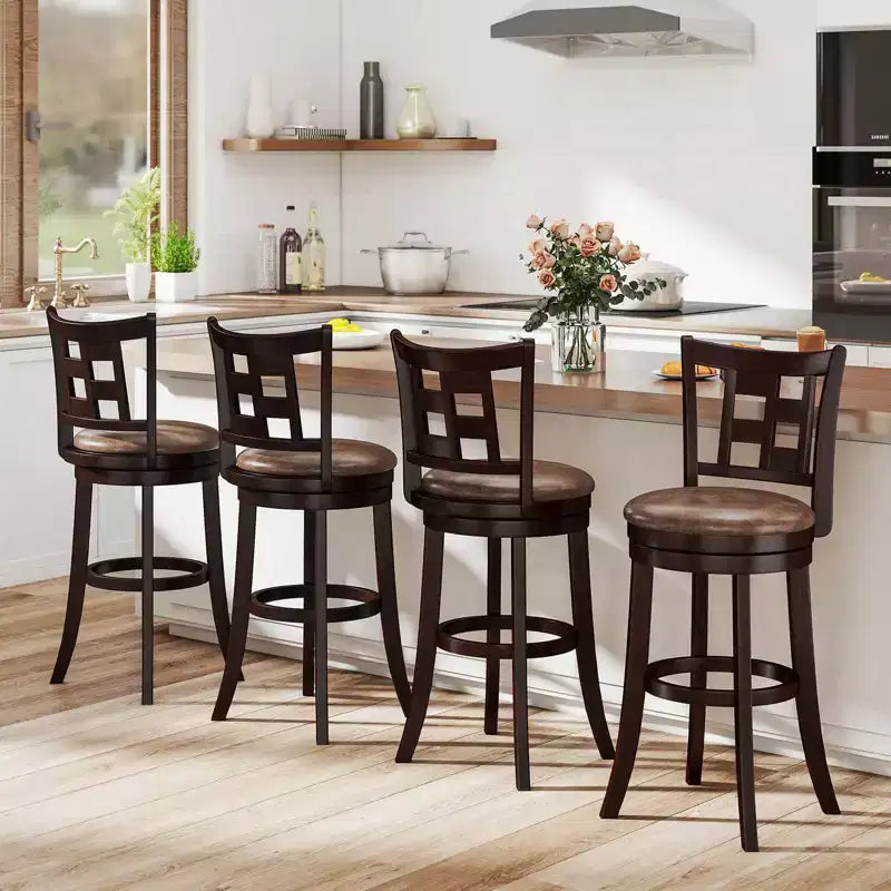 Costway Set of 2/4 Bar Stools 30 Swivel Bar Chairs with Footrest, Lattice Backrest