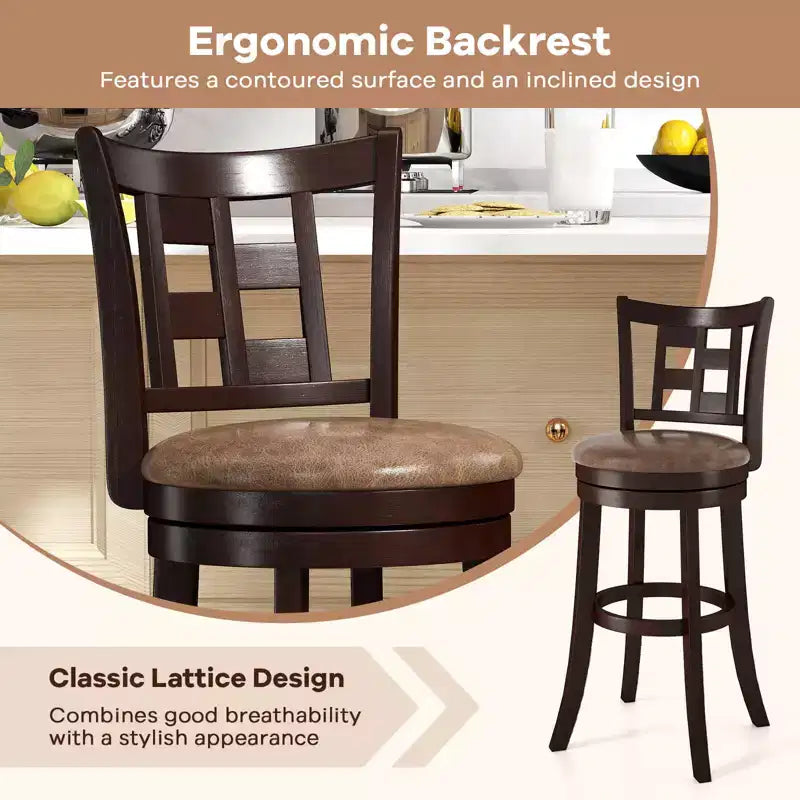 Costway Set of 2/4 Bar Stools 30 Swivel Bar Chairs with Footrest, Lattice Backrest