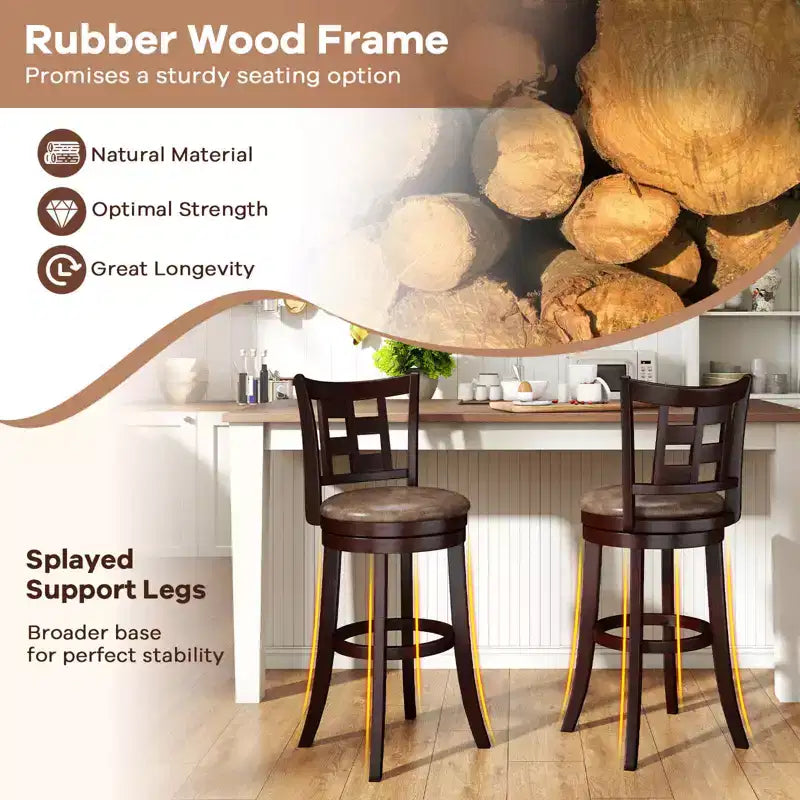 Costway Set of 2/4 Bar Stools 30 Swivel Bar Chairs with Footrest, Lattice Backrest