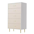 Modern White Nightstand for Bedroom, 5 Drawer Dresser, Small Bedside Table Night Stand, Wooden Nightstand with Drawers for Bedroom, Living Room